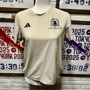 Adidas Boston Marathon 2024 Logo Tee in Light Beige